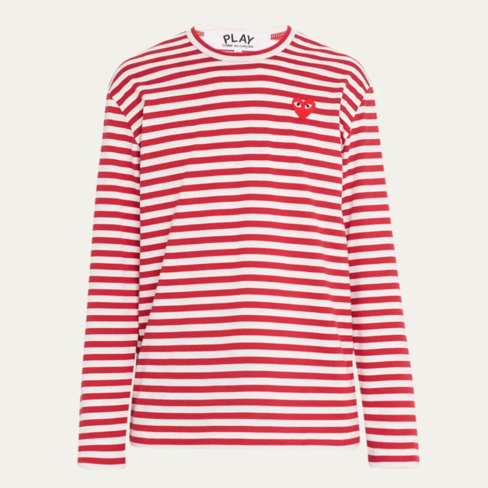 COMME DES GARCONS - Men's Striped T-Shirt with Small Heart